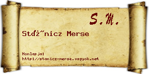 Stánicz Merse névjegykártya